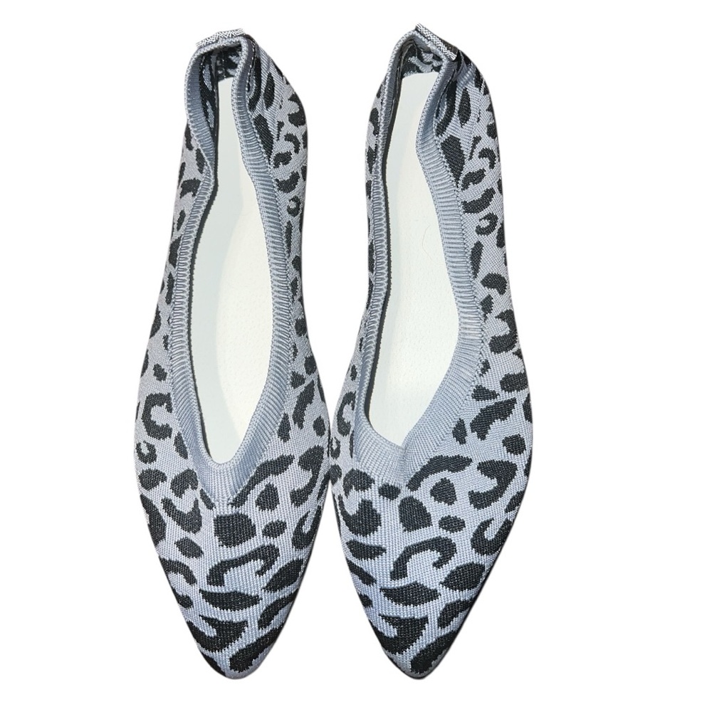Leopard print canvas ballet flats Gray and Black SZ 7.5 - Picture 1 of 3